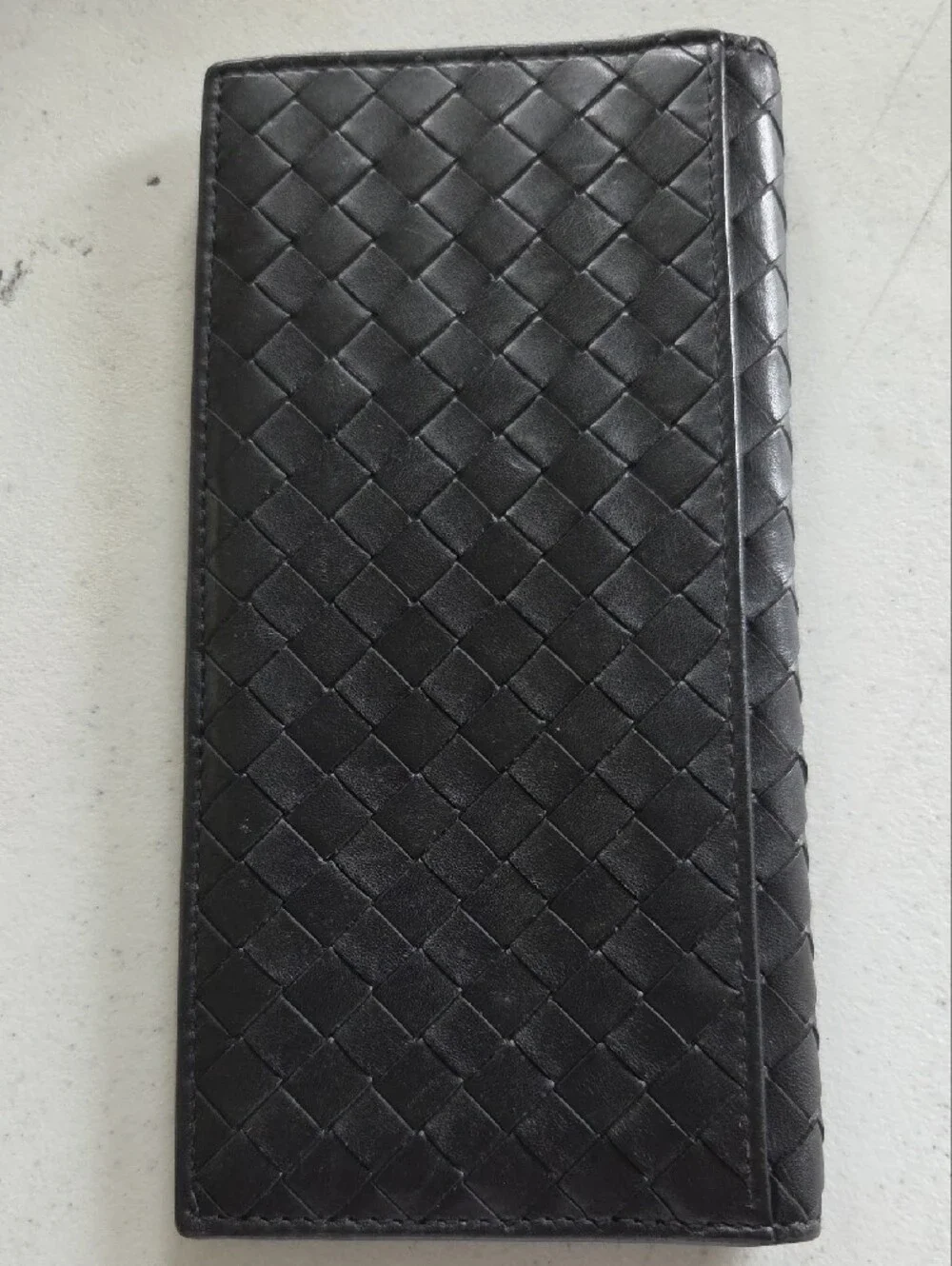 Bottega Veneta Black Intrecciato Leather Long Wallet
